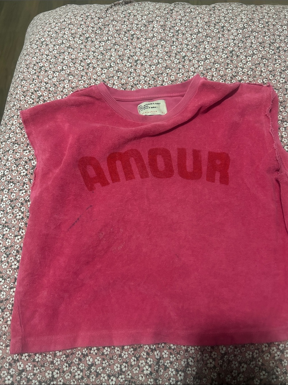 Piupiuchick size 6 girls Pink 'Amour' Sleeveless terry Top